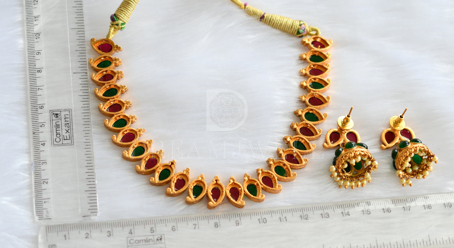 Matte Finish Kemp-green Mango Designer Necklace Set dj-29224
