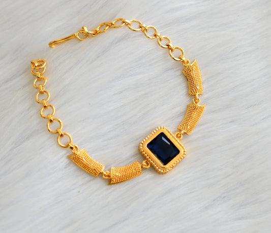 Gold tone blue block stone bracelet dj-40489