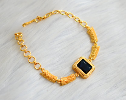 Gold tone blue block stone bracelet dj-40489