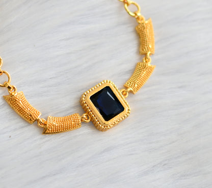 Gold tone blue block stone bracelet dj-40489