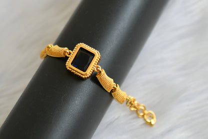 Gold tone blue block stone bracelet dj-40489