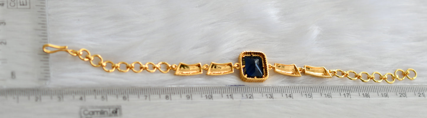 Gold tone blue block stone bracelet dj-40489