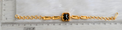 Gold tone black block stone bracelet dj-40491