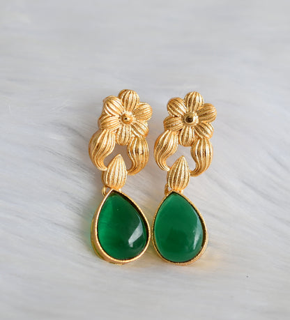 Gold tone green flower necklace set dj-39716