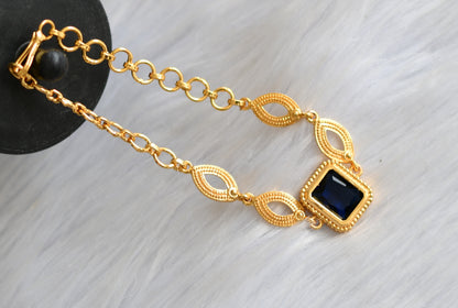 Gold tone blue block stone bracelet dj-40493