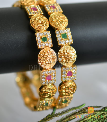 Matte finish cz ruby-green ram parivar bangles (2.10) dj-38180