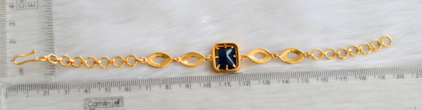 Gold tone blue block stone bracelet dj-40493