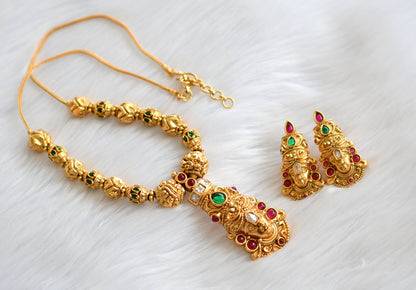 Matte finish kemp-green-white ‎Venkateswara necklace set dj-39733