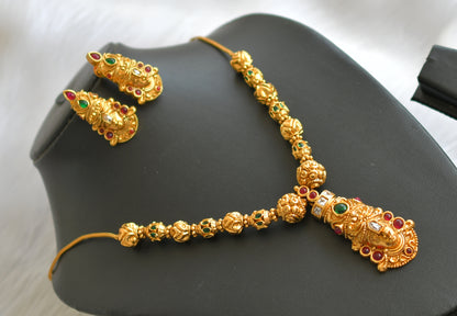 Matte finish kemp-green-white ‎Venkateswara necklace set dj-39733