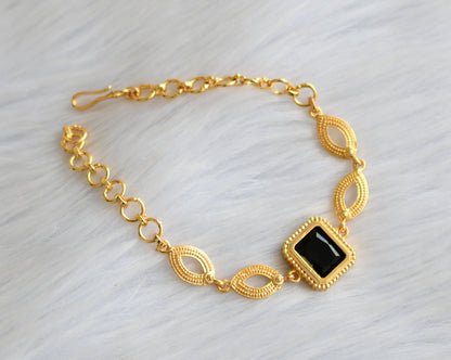 Gold tone black block stone bracelet dj-40495