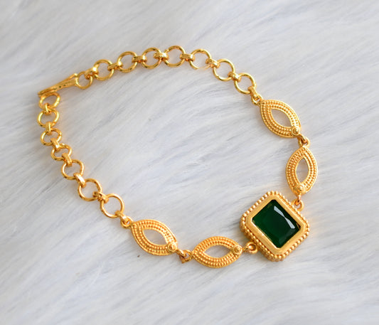 Gold tone bottle green block stone bracelet dj-40496
