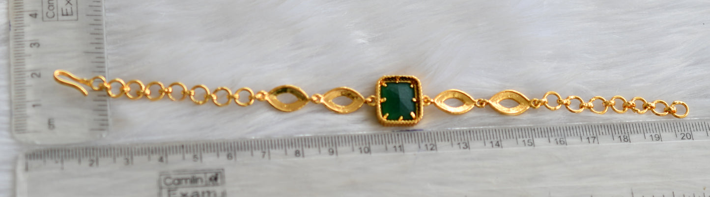 Gold tone bottle green block stone bracelet dj-40496