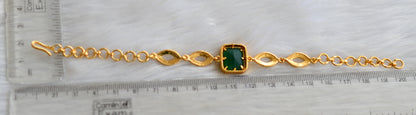 Gold tone bottle green block stone bracelet dj-40496