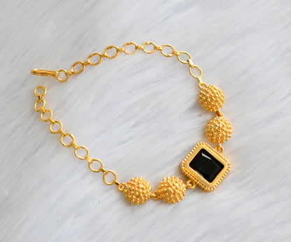 Gold tone black block stone bracelet dj-40498