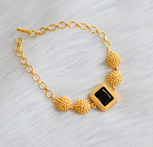Gold tone black block stone bracelet dj-40498