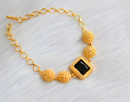 Gold tone black block stone bracelet dj-40498