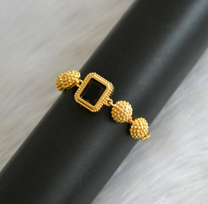 Gold tone black block stone bracelet dj-40498