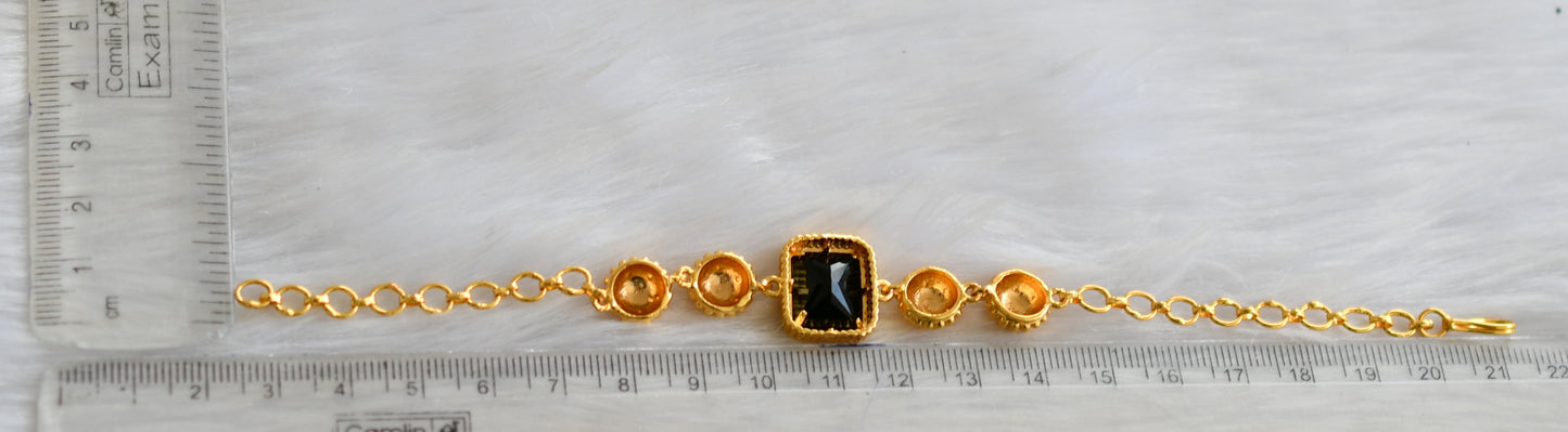 Gold tone black block stone bracelet dj-40498