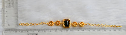 Gold tone black block stone bracelet dj-40498