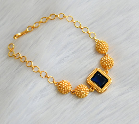 Gold tone blue block stone bracelet dj-40499