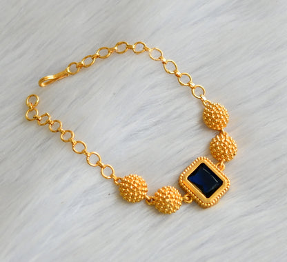 Gold tone blue block stone bracelet dj-40499