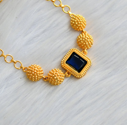 Gold tone blue block stone bracelet dj-40499