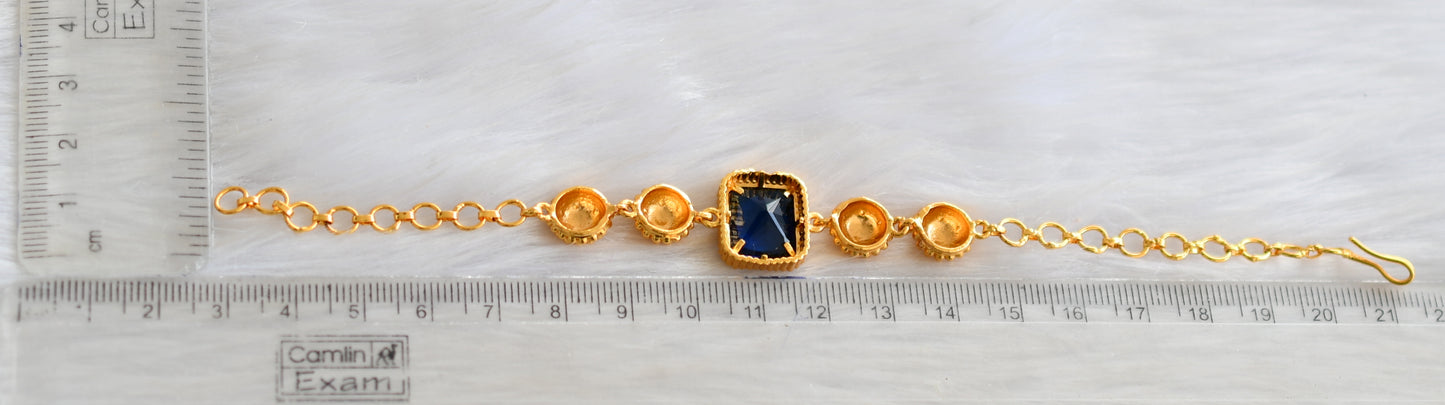 Gold tone blue block stone bracelet dj-40499