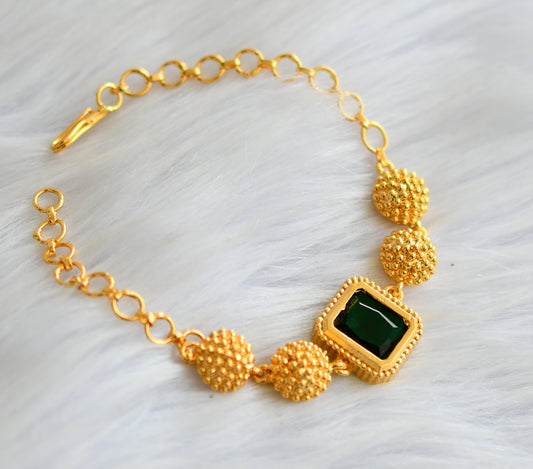Gold tone bottle green block stone bracelet dj-40501