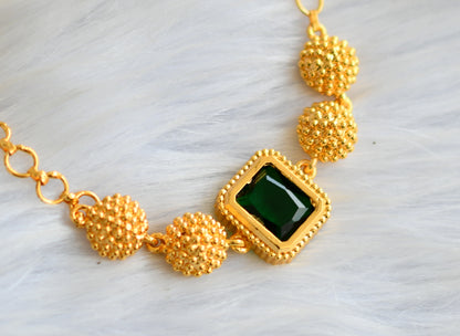 Gold tone bottle green block stone bracelet dj-40501