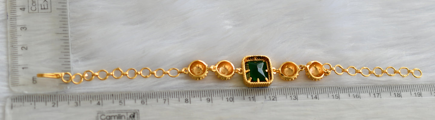 Gold tone bottle green block stone bracelet dj-40501