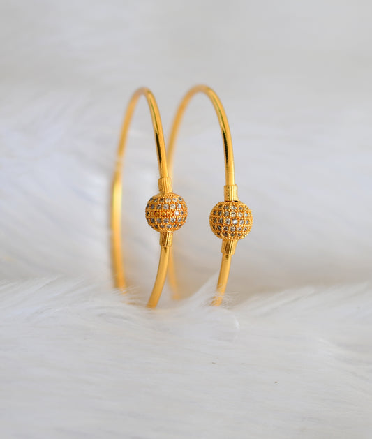 Gold tone cz white ball bangles 2.6 dj-40450