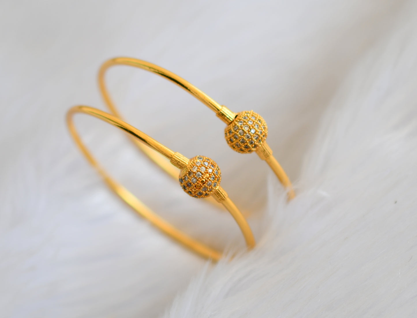 Gold tone cz white ball bangles(2.4) dj-40449