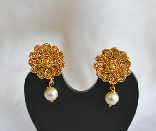 Antique flower pearl beads stud/earrings dj-39087