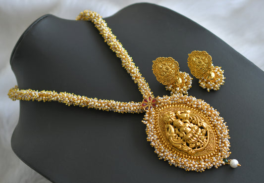 Antique kemp pearl cluster huge Lakshmi haar set dj-41834