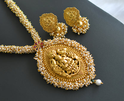 Antique kemp pearl cluster huge Lakshmi haar set dj-41834