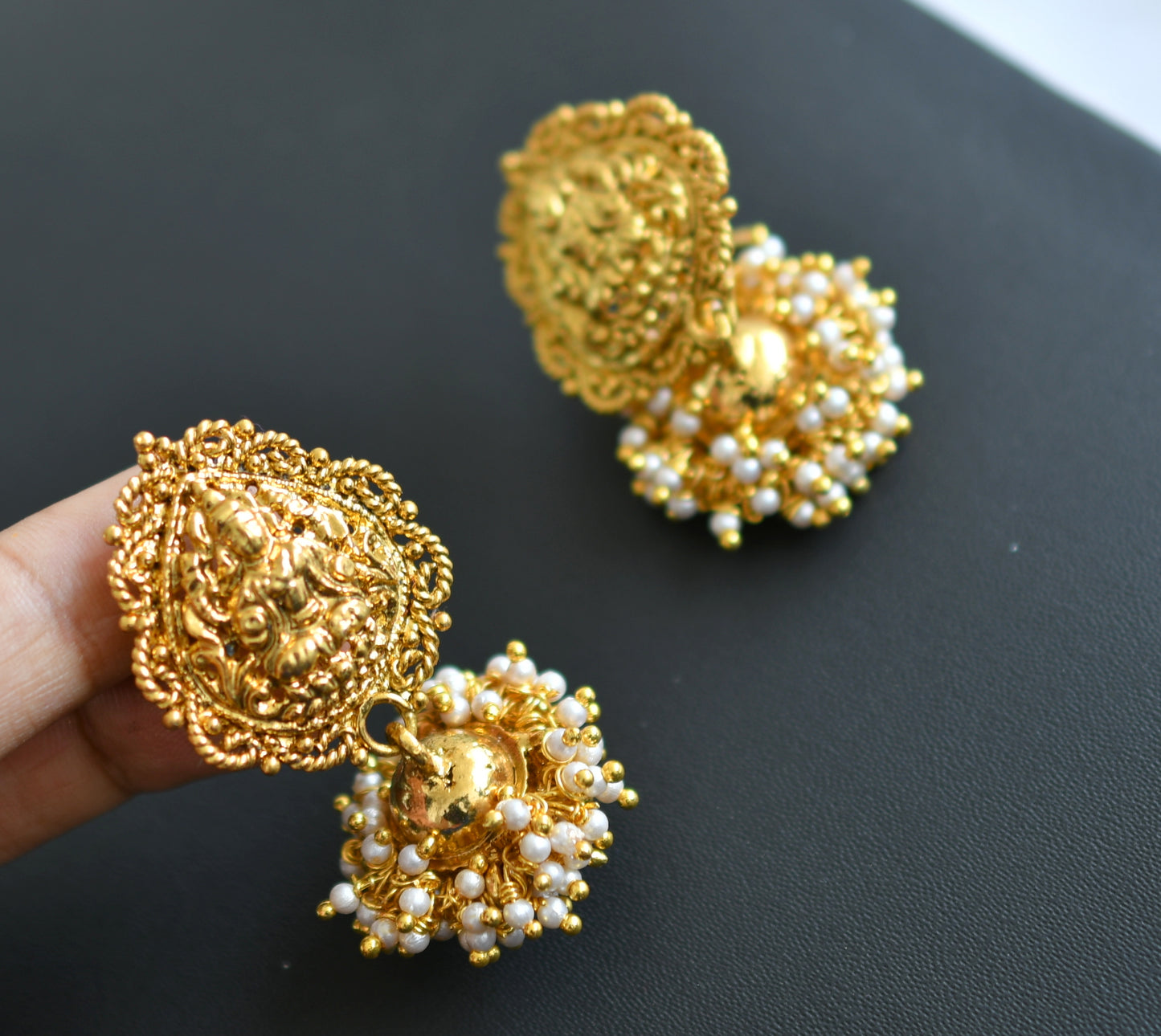 Antique kemp pearl cluster huge Lakshmi haar set dj-41834