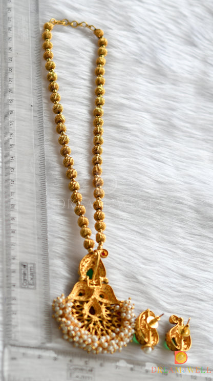 Antique kemp-green pearl cluster mango necklace set dj-16571