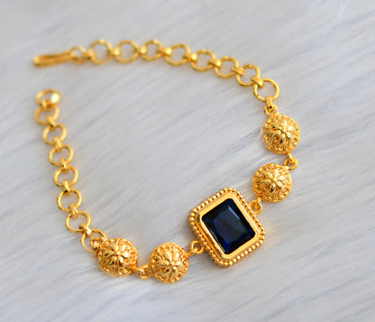 Gold tone blue block stone bracelet dj-40504