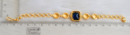 Gold tone blue block stone bracelet dj-40504