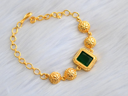Gold tone bottle green block stone bracelet dj-40507
