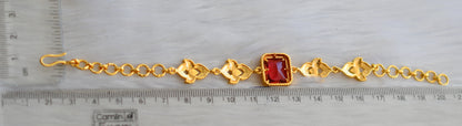 Gold tone magenta pink block stone bracelet dj-40512