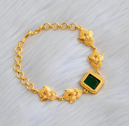 Gold tone bottle green block stone bracelet dj-40513