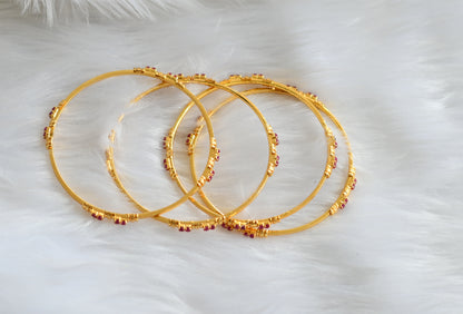 Gold tone ruby set of 4 bangles (2.4) dj-39066