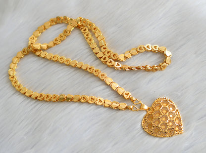 Gold tone heart pendant with chain dj-41816