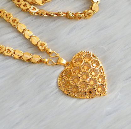 Gold tone heart pendant with chain dj-41816