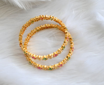 Gold tone cz ruby-emerald bangles (2.4) dj-39053