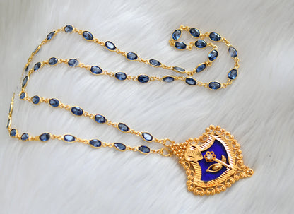 Gold tone blue palakka Kerala style pendant with stone chain dj-39726