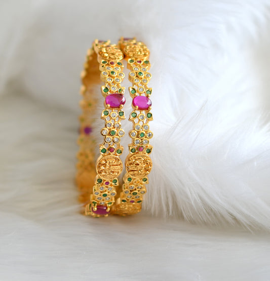 Gold tone kemp-green-white Ramparivar set of 2 bangles (2.10) dj-39064