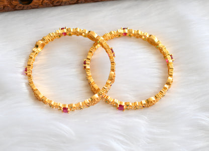 Gold tone kemp-green-white Ramparivar set of 2 bangles (2.10) dj-39064