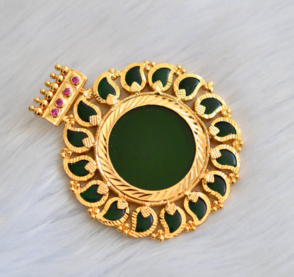 Gold tone green mango Kerala style pendant dj-27540